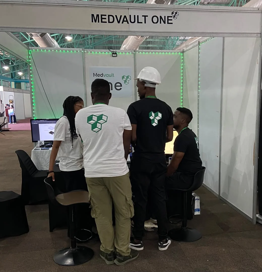 Setting up the booth before the demo